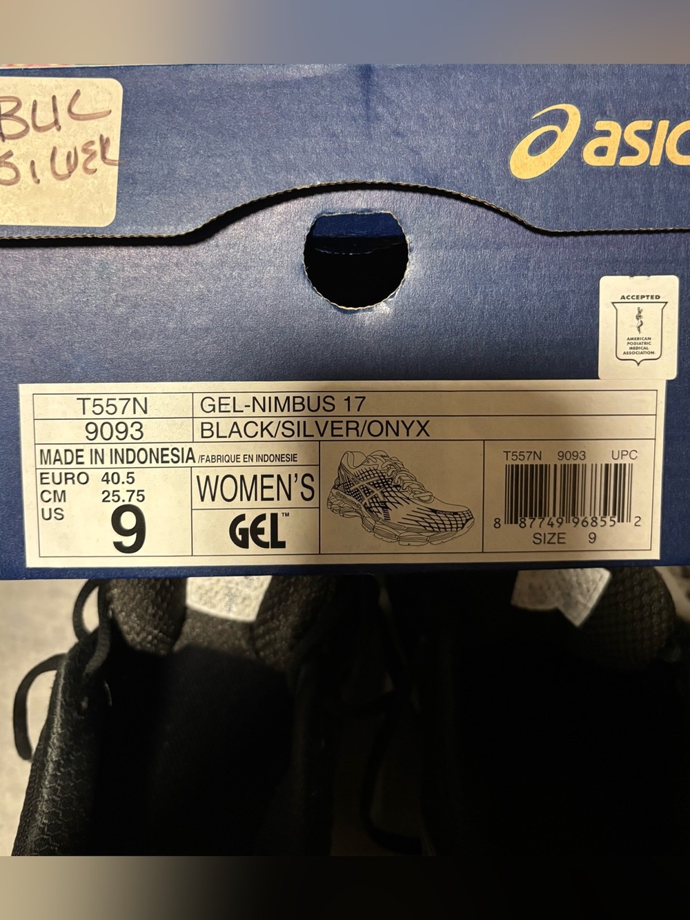 ASICS Women’s Gel-Nimbus Running Shoes — Black with Silver Accents - Picture 11 of 11
